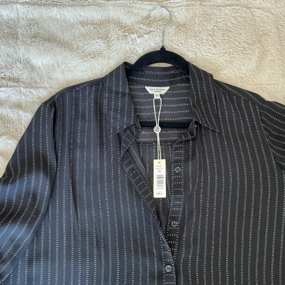 NWT, Max Studio Black stripe blouse, 1x
